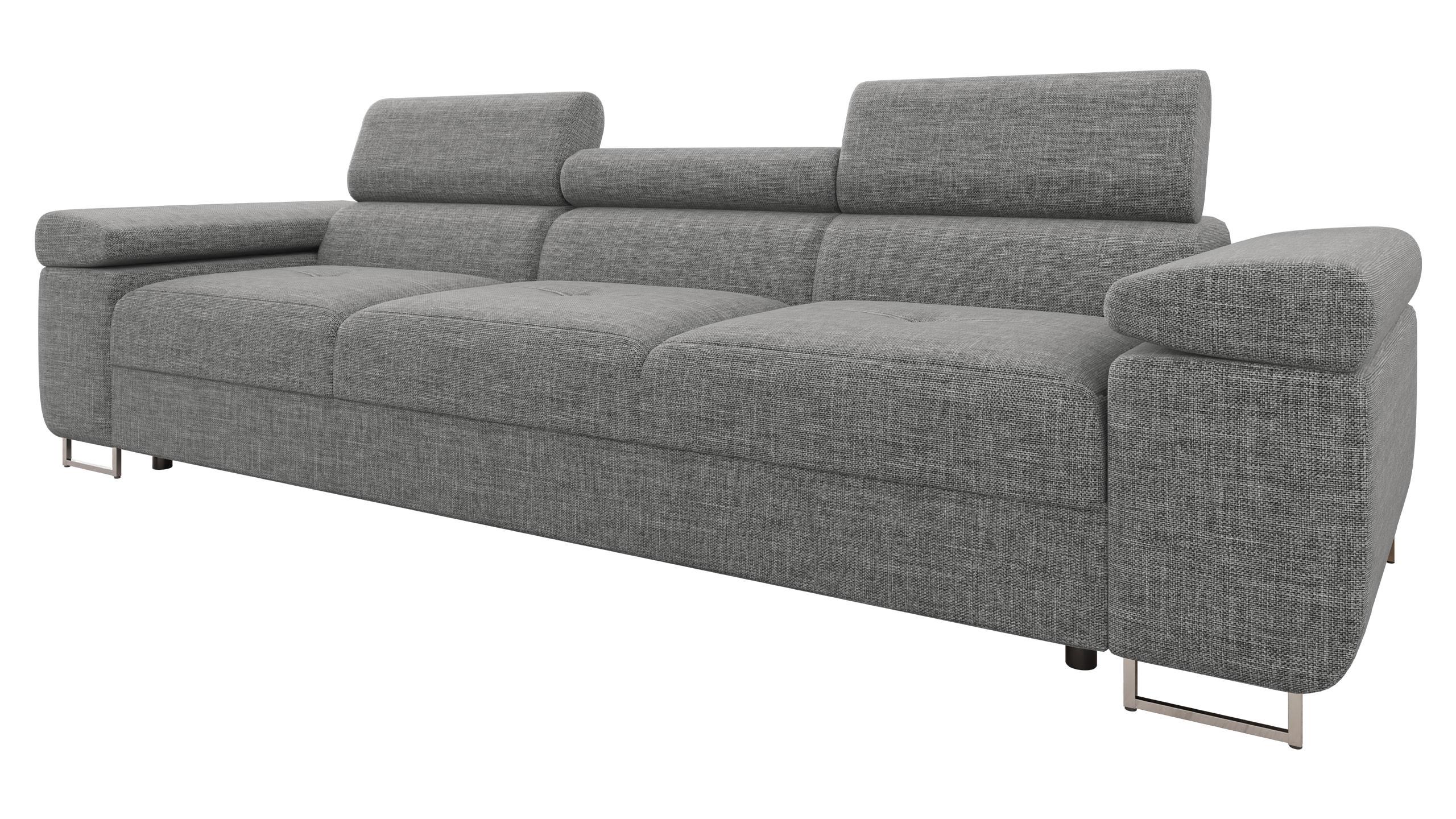 SOFA Torezio 3 - Hellgrau, Holz/Textil (263/90/102cm) - MIRJAN24