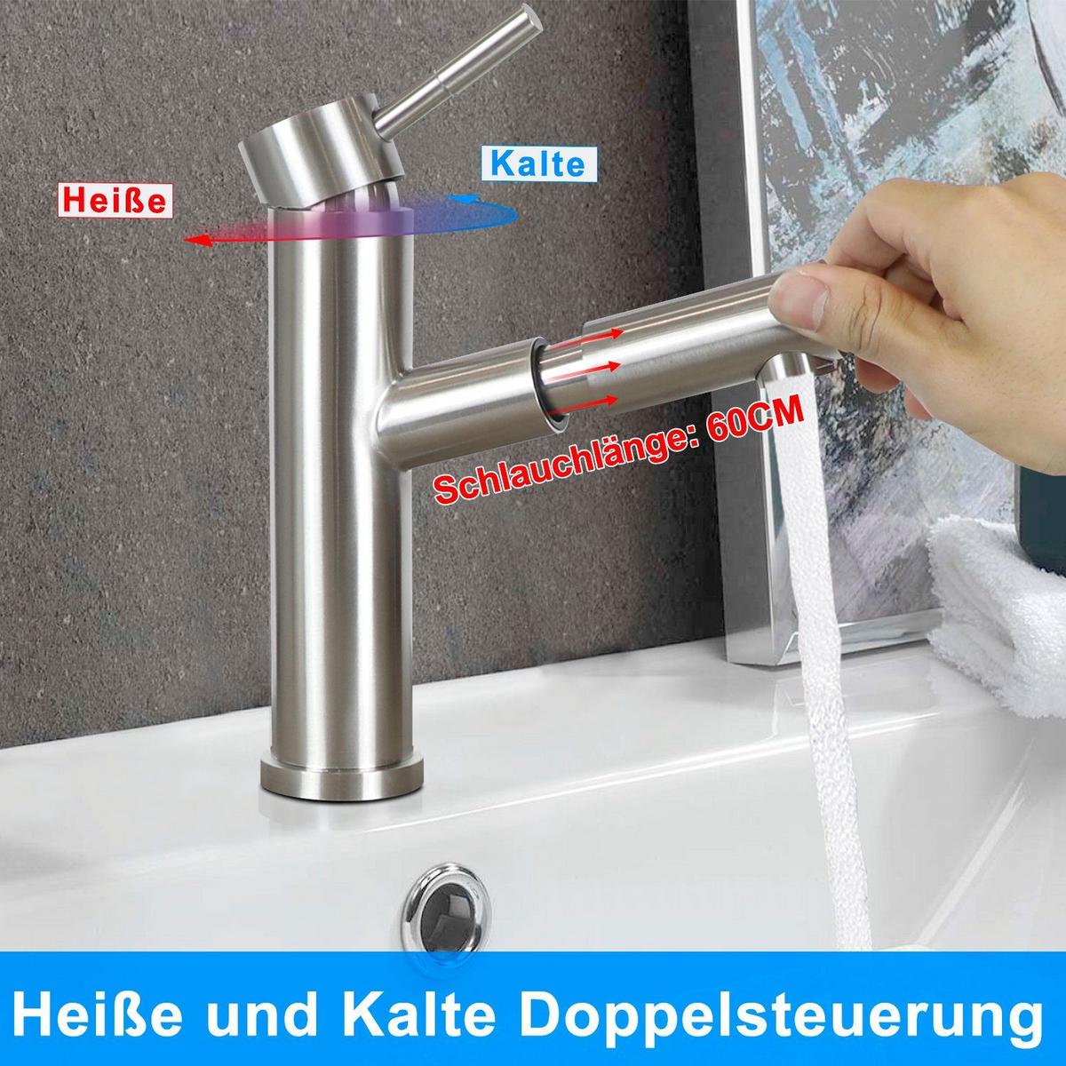 WASCHTISCHARMATUR Rinnare 5/20.5/16 cm - Silberfarben, Metall (5/20.5/16cm) - ZMH