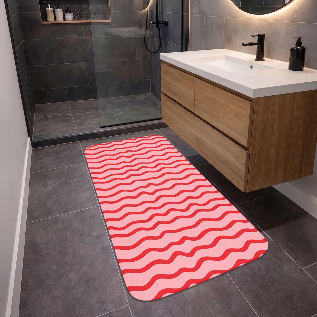 BADEMATTE Verspielt - Muster - Rot 60x120 cm - Rosa, Textil (60/120cm) - OnlyWow