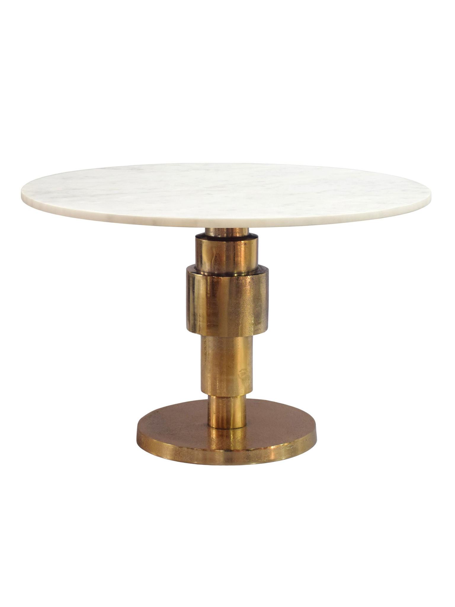 COUCHTISCH ESLA, Marmor, handgefertigt, Weiß-Gold, Ø 60 x 39 cm - Goldfarben/Weiß, Stein/Metall (60/60/39cm) - KADIMA DESIGN