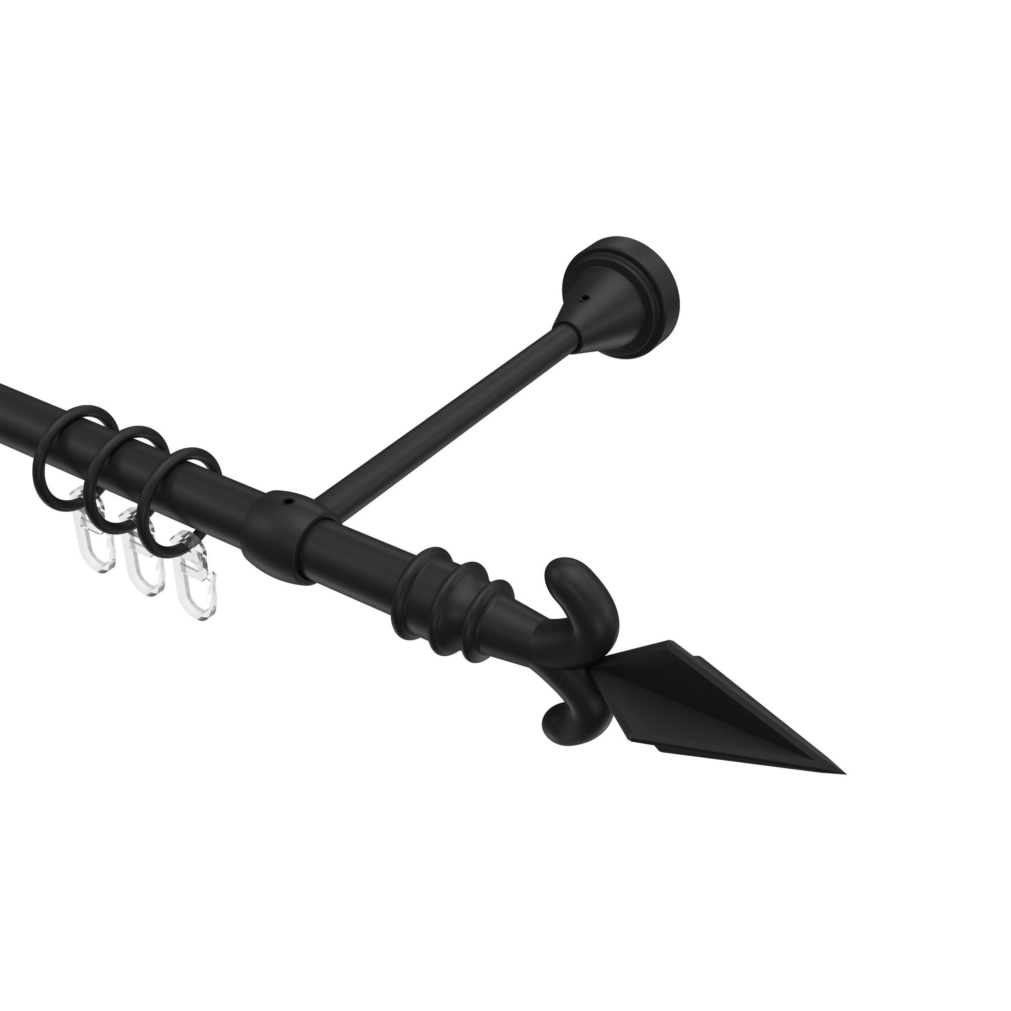 GARDINENSTANGE Primus Matteo 260 cm (geteilt in 2 x 130 cm), 1-läufig, 16 mm Ø Schwarz - Schwarz, Metall (260cm) - INTERDECO