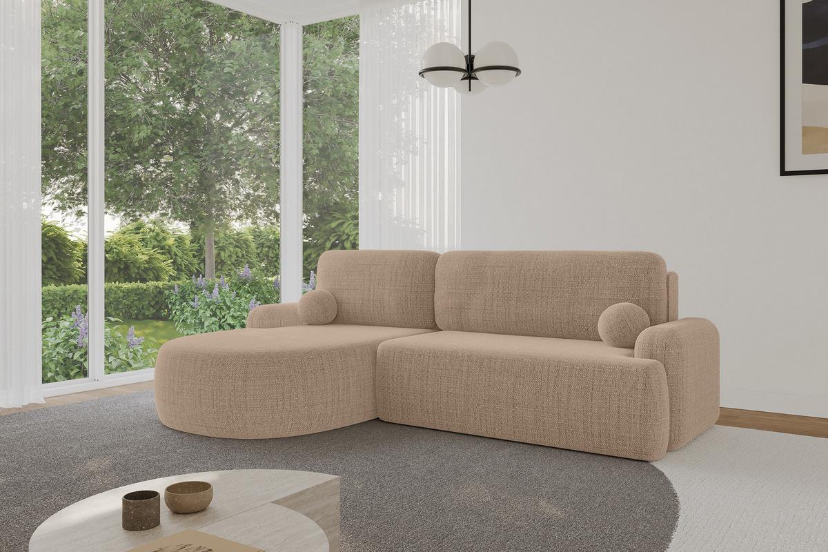 ECKSOFA mit Schlaffunktion und Bettkasten LIRA-L - 264x172x89 Dunkelbeige - Sahara, Holzwerkstoff/Textil (264/172cm) - ALTDECOR