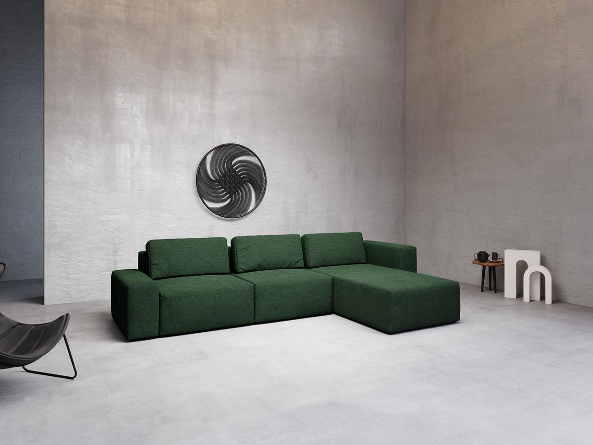 ECKSOFA L Form Arkleton Dunkelgrün 360/180/93 cm Rechts Bequem & Modern - Dunkelgrün/Schwarz, Kunststoff/Textil (360/180cm) - AX Living