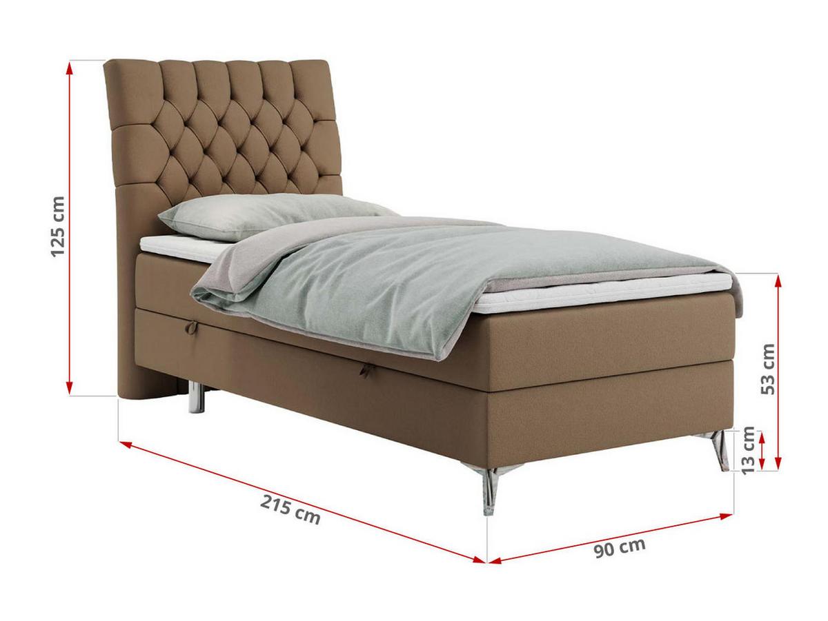 BOXBETT MILEN 90/200 Braun Kunstleder - H3 - Rechts Seite - Braun, Holz/Textil (90/200cm) - MKS