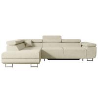 ECKSOFA mit Schlaffunktion und Bettkasten GUSA-L 272x202x107 cm Beige Bouclé - Beige/Silberfarben, Holzwerkstoff/Textil (202/272cm) - ALTDECOR