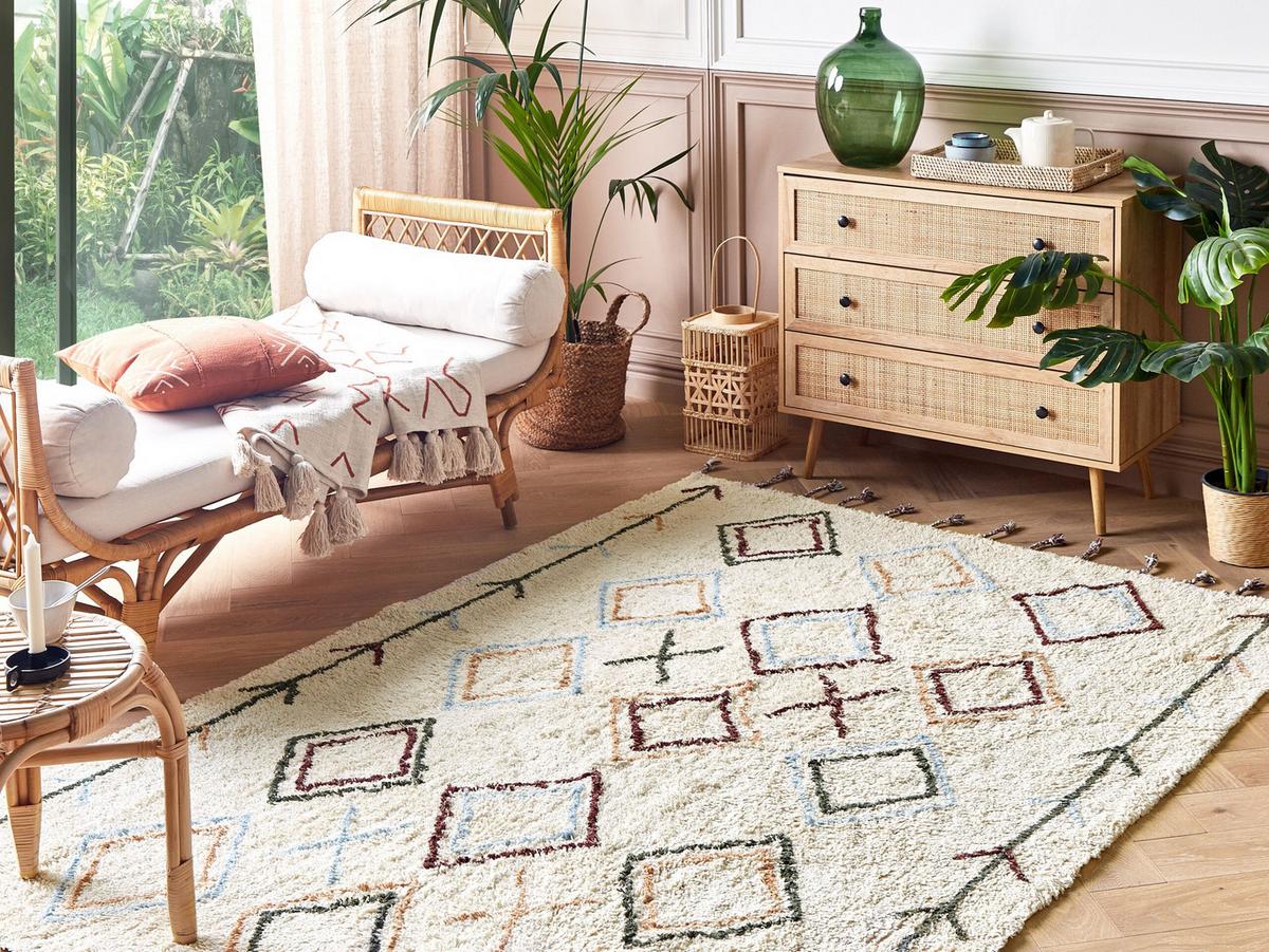 TEPPICH geflochten Corum 200/140 cm - Beige, Textil (140/200cm) - Beliani