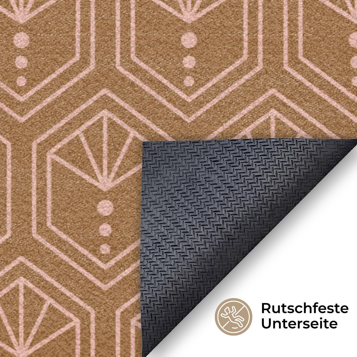 FUSSMATTE Braun - Rosa - Geometrisch - Gemustert Türmatte 120x80 cm - Braun, Kunststoff (120/0.4cm) - MuchoWow