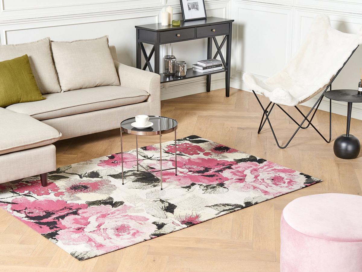 KURZFLOR-TEPPICH Ejaz 200/140 cm - Pink, Textil (140/200cm) - Beliani