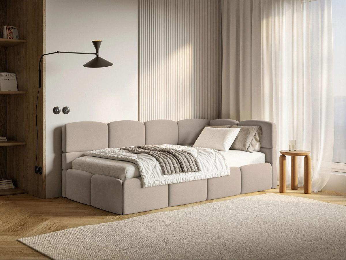 JUGENDBETT Cloudy Beige 120 x 200 cm - Beige/Schwarz, Kunststoff/Textil (120/200cm) - Selsey
