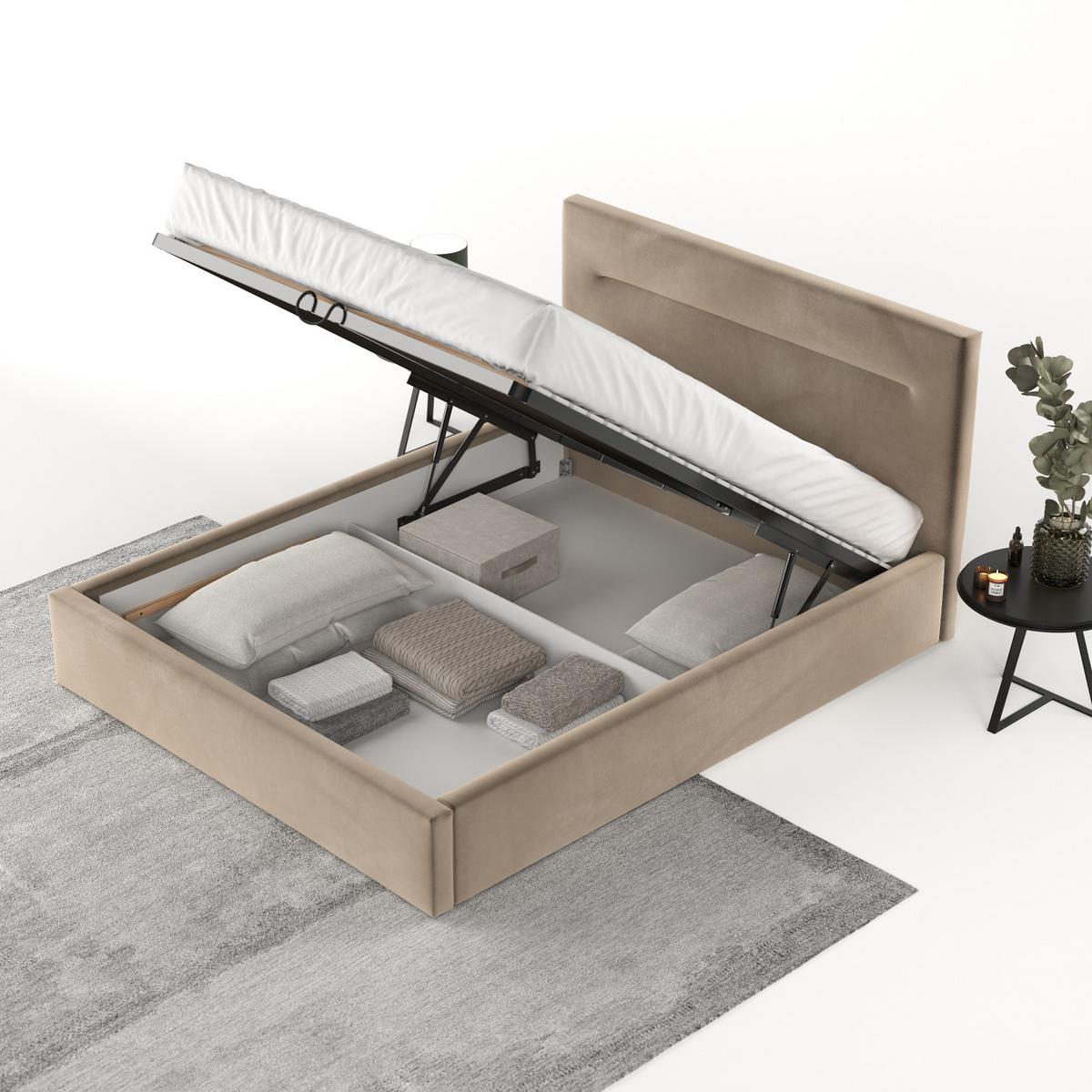 POLSTERBETT Liline 140/200 cm Taupe im Paros Stoff - Taupe/Schwarz, Holz/Holzwerkstoff (140/200cm) - AltaBeds