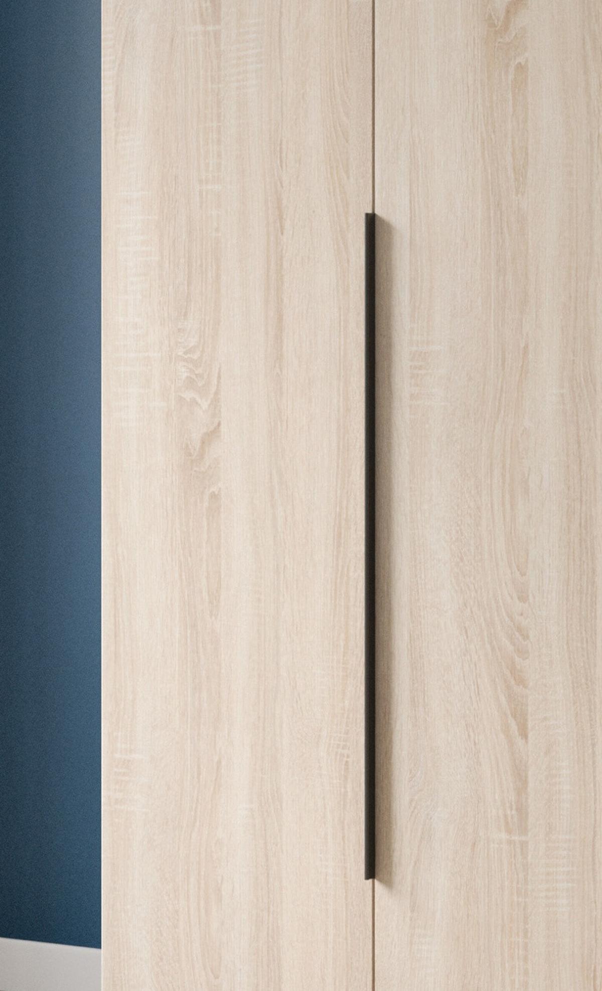 KLEIDERSCHRANK Eiche Sonoma 3-türig 120 x 181 cm, Drehtürenschrank mit Kleiderstange - Eichefarben/Schwarz, Holzwerkstoff/Kunststoff (120/181/52cm) - Inn.Furn