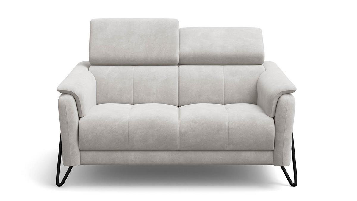 SOFA RODEN 2-Sitzer, creme, Veloursstoff - Creme, Holz/Textil (152/82/103cm) - Wozimo
