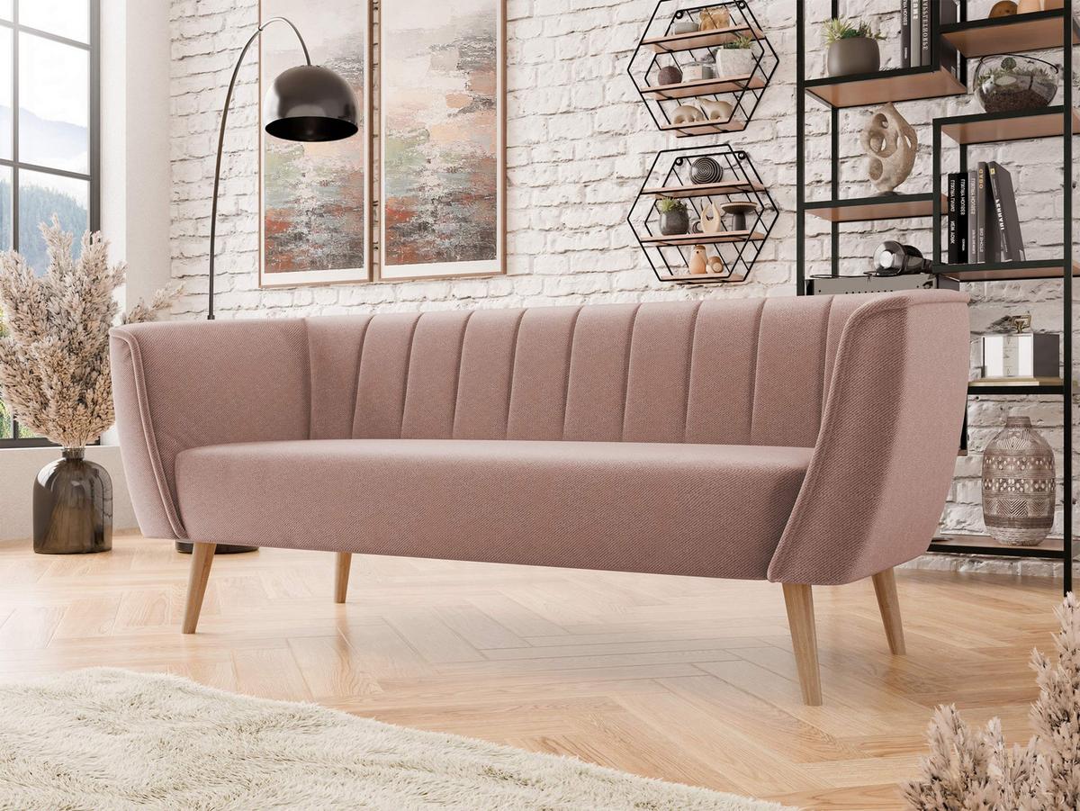 SOFA Pas 3 - Rosa/Naturfarben, Holz/Textil (182/75/74cm) - MIRJAN24
