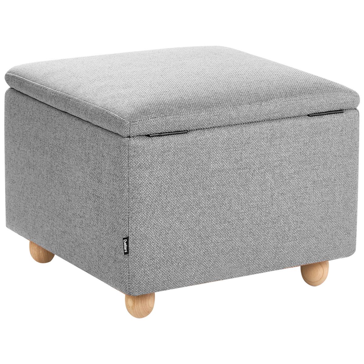 POUF mit Stauraum Stoff Hellgrau Ferndale - Hellgrau, Metall (60/46/60cm) - Beliani