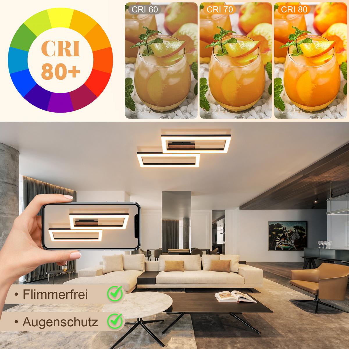 LED DECKENLEUCHTE Evoris 49/27/6 cm - Schwarz, Kunststoff/Metall (49/27/6cm) - ZMH