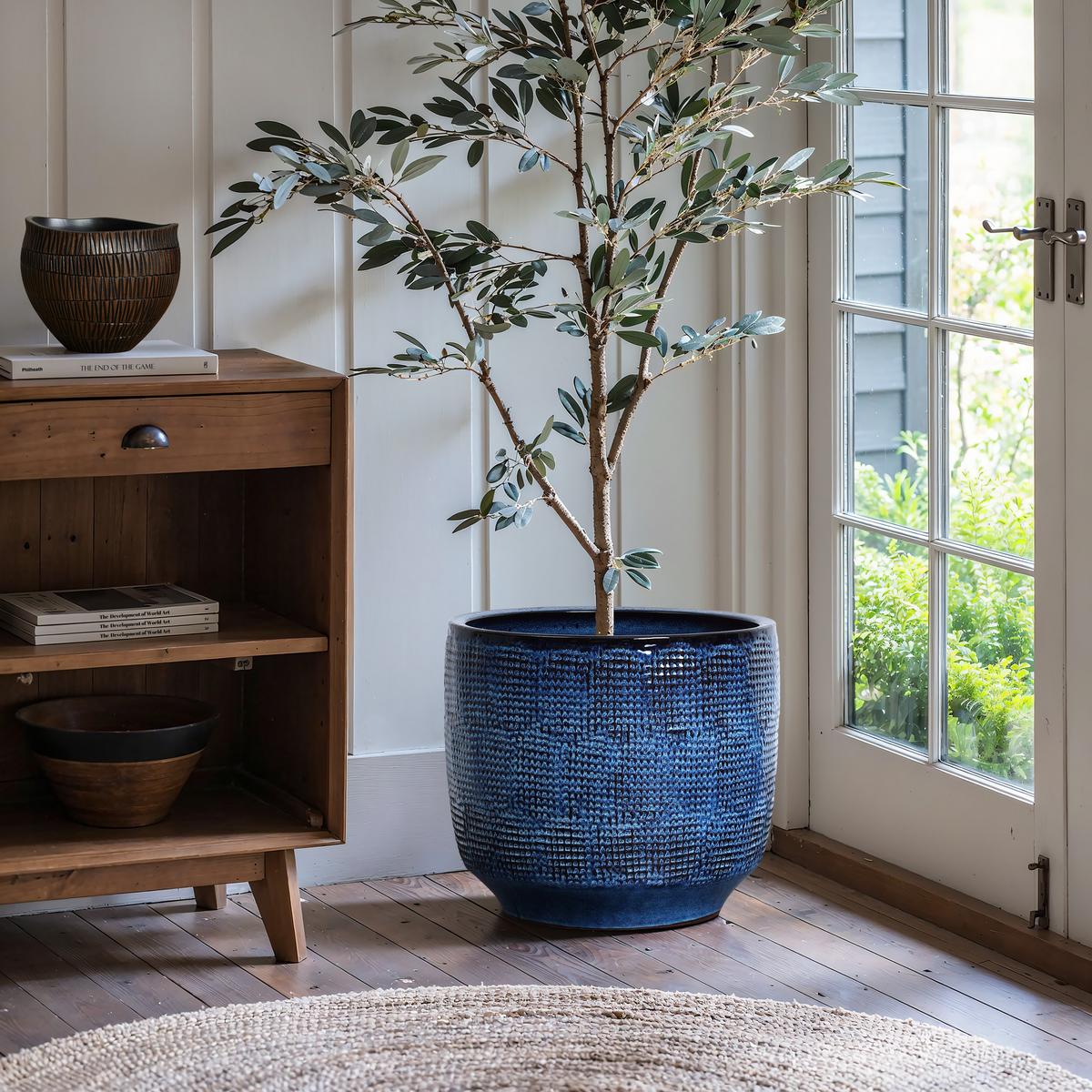Hometopia KERAMIK Blumentopf Groß, Round Übertöpfe Blau Ø40xH34 cm online kaufen ➤ mömax