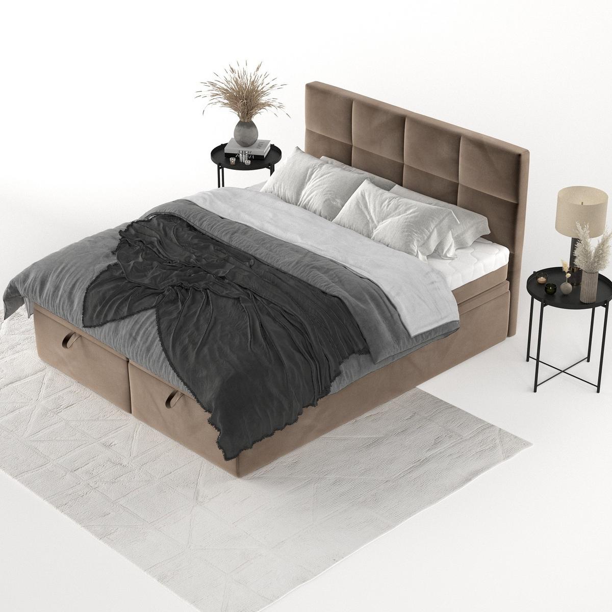 BOXBETT Tessa 140/200 cm Braun im Paros Stoff - Schwarz/Braun, Holz/Holzwerkstoff (140/200cm) - AltaBeds