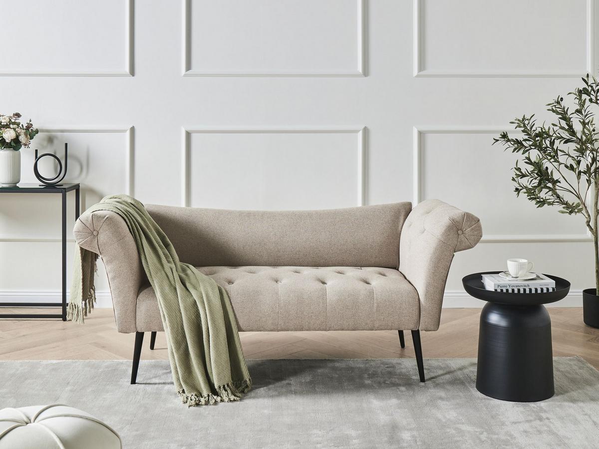 CHAISELONGUE Stoff Hellbraun Nantilly - Hellbraun/Schwarz, Textil (175/76/69cm) - Beliani