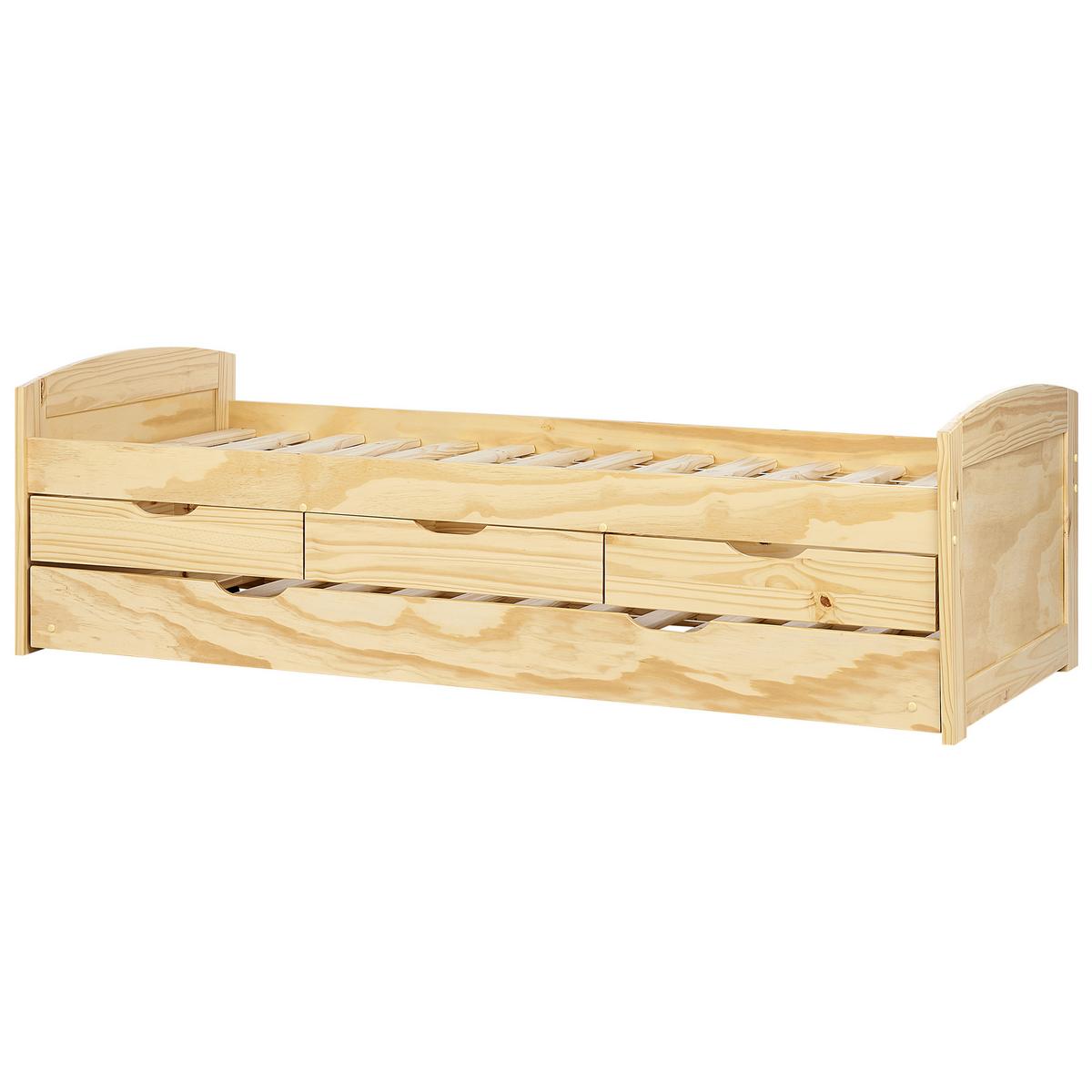 AUSZIEHBETT 90x200 cm Heller Holzfarbton Petiville - Hellbraun, Holz (90/200cm) - Beliani