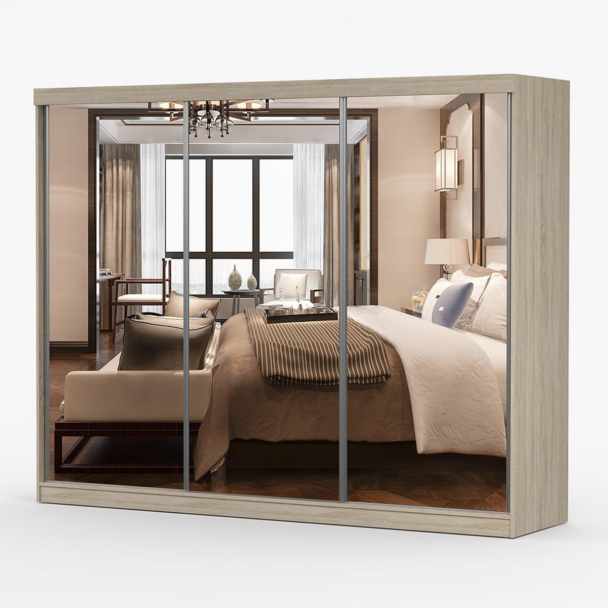 KLEIDERSCHRANK Milan 250 cm, 250/215/64, 3-türig, Sonoma-Eiche - Sonoma Eiche, Holzwerkstoff (250/215/64cm) - imoebel24