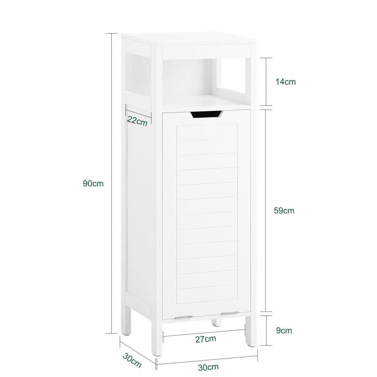 WÄSCHESCHRANK mit Wäschesack Weiß - Weiß, Holzwerkstoff (30/90/30cm) - SoBuy
