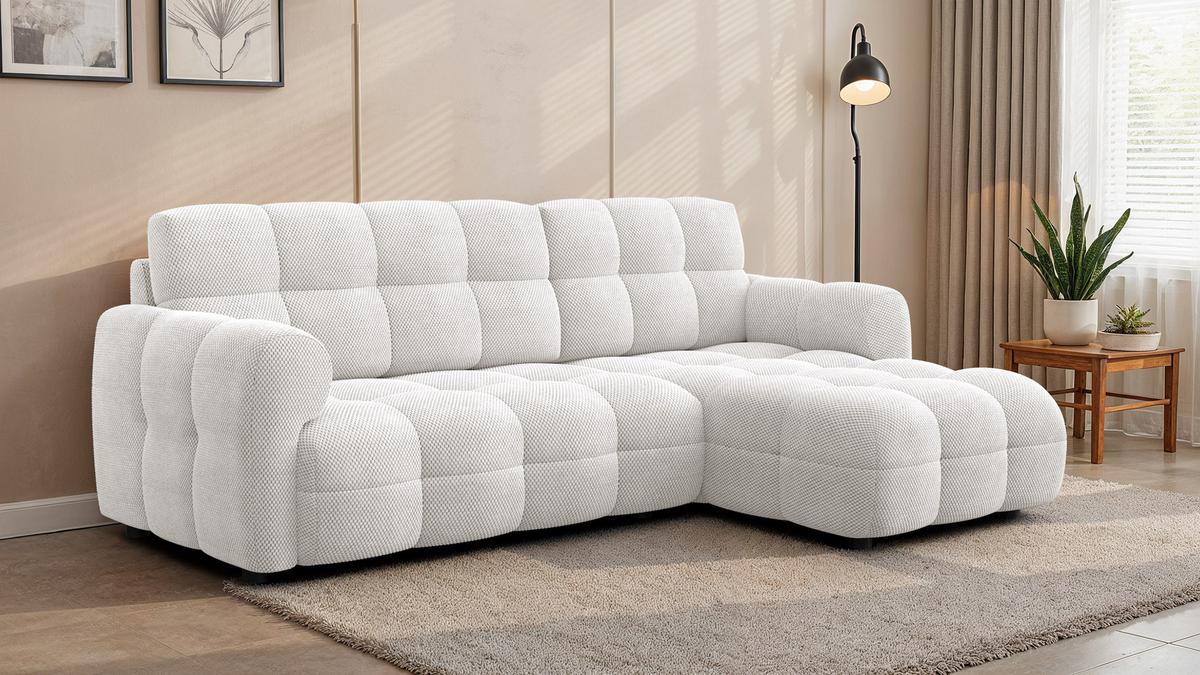 ECKSOFA MELLOW 3-Sitzer, creme - Creme/Schwarz, Holz/Textil (232/156cm) - Wozimo