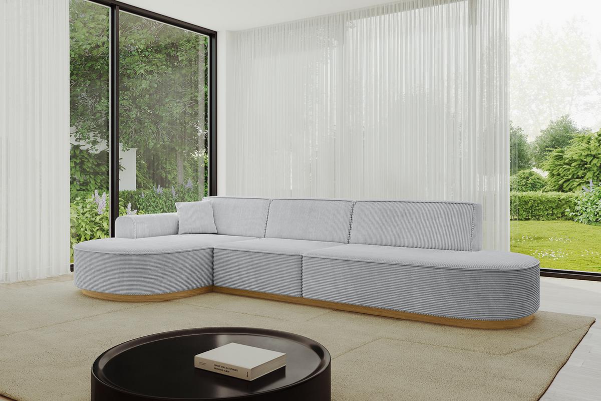 ECKSOFA Ottomane Links MARI-L2-v2 - 328x171x83 cm Grau Cord - Grau, Holzwerkstoff/Textil (328/171cm) - ALTDECOR