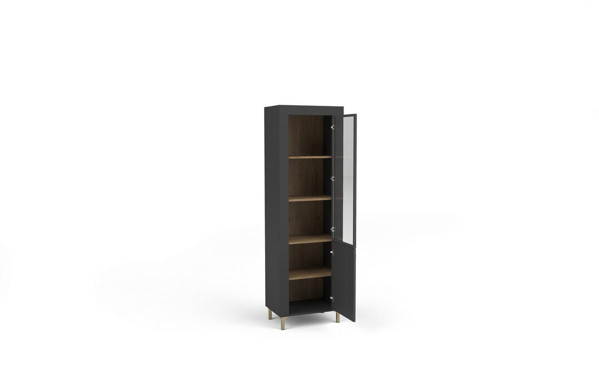VITRINE ZELOS 193,6/60 cm in Schwarz - Schwarz, Holzwerkstoff (60/193.6/40cm) - MASSENO