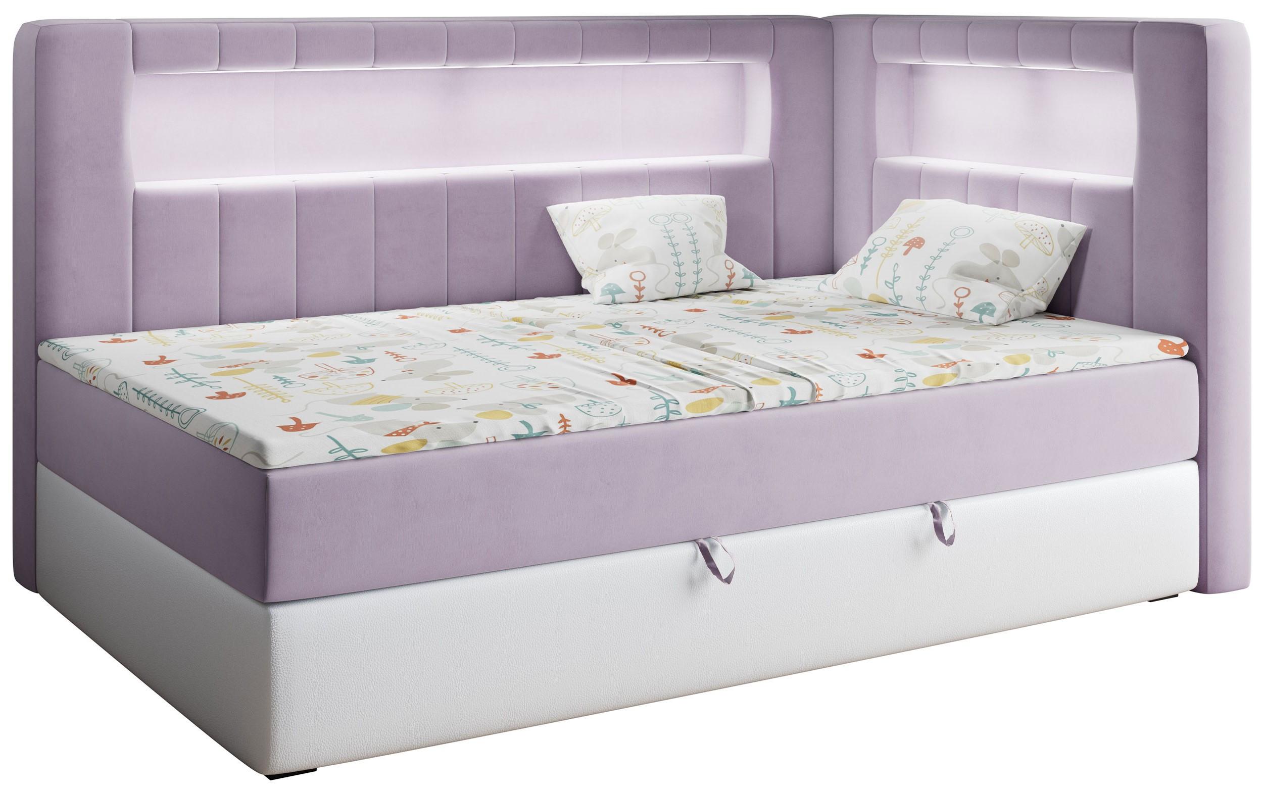 BOXSPRINGBETT JUNIOR GOLD 3 90/200 Violett/Weiß - rechte Seite - Violett/Weiß, Holz/Textil (90/200cm) - MKS