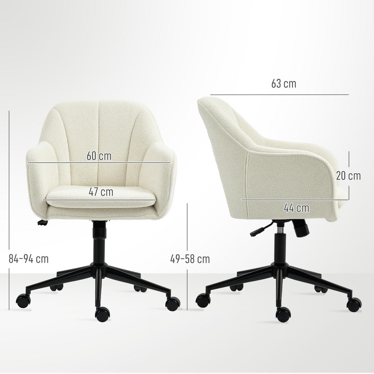 SCHREIBTISCHSTUHL Homeoffice Stuhl mit Samtoptik Gewölbter Rückenlehne Beige - Beige, Textil (60/94/63cm) - HOMCOM