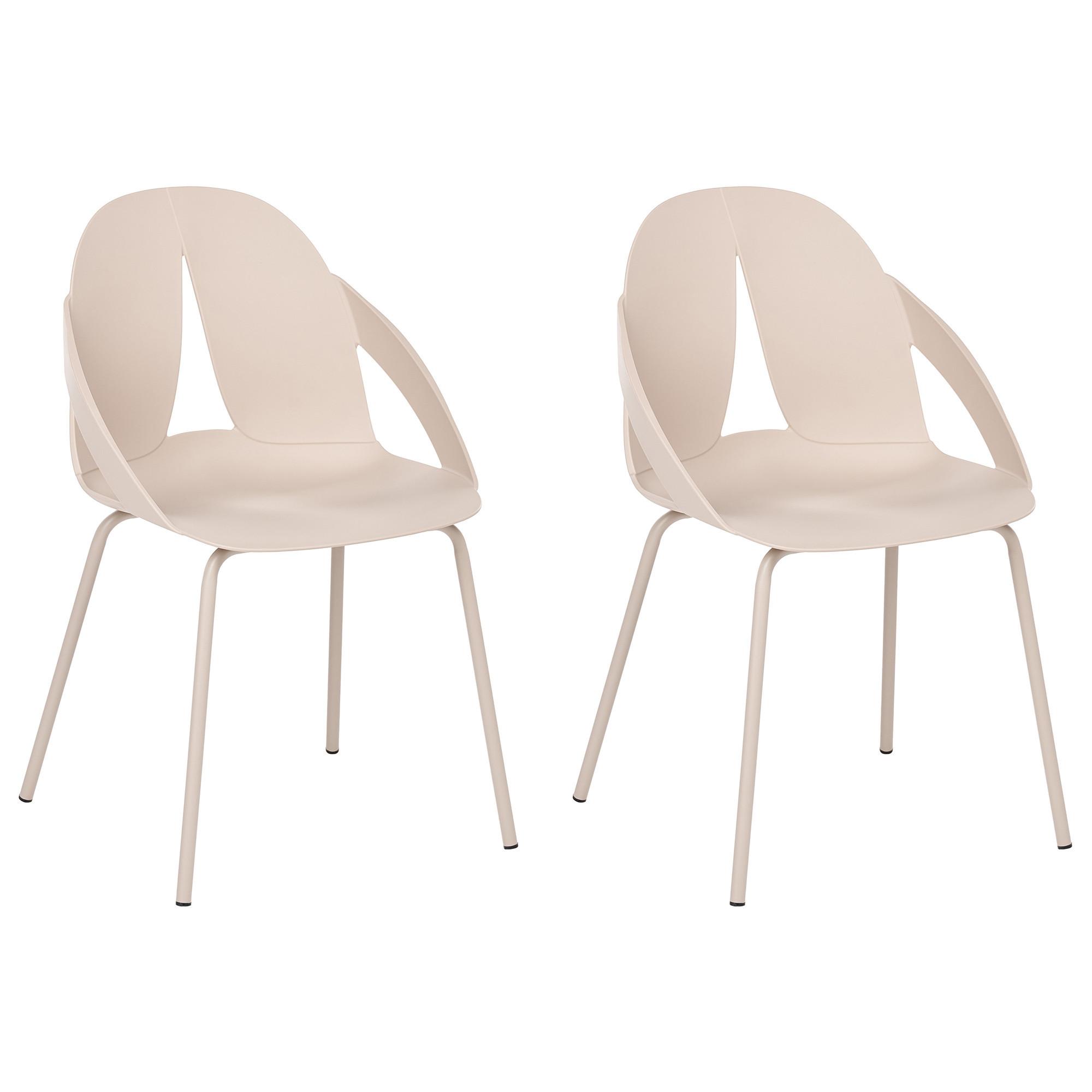 GARTENSTUHL 2er Set Beige Bolgheri - Beige, Kunststoff (49/83/49cm) - Beliani