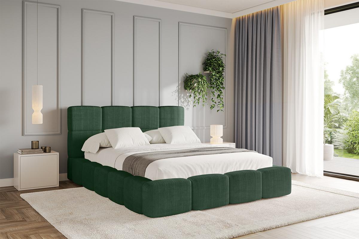 POLSTERBETT mit Bettkasten und Lattenrost, Bett mit Kopfteil, Boxbett ohne Matratze, Doppelbett mit Stauraum - NATA 120x200 Grün - Grün, Holzwerkstoff/Textil (120/200cm) - ALTDECOR