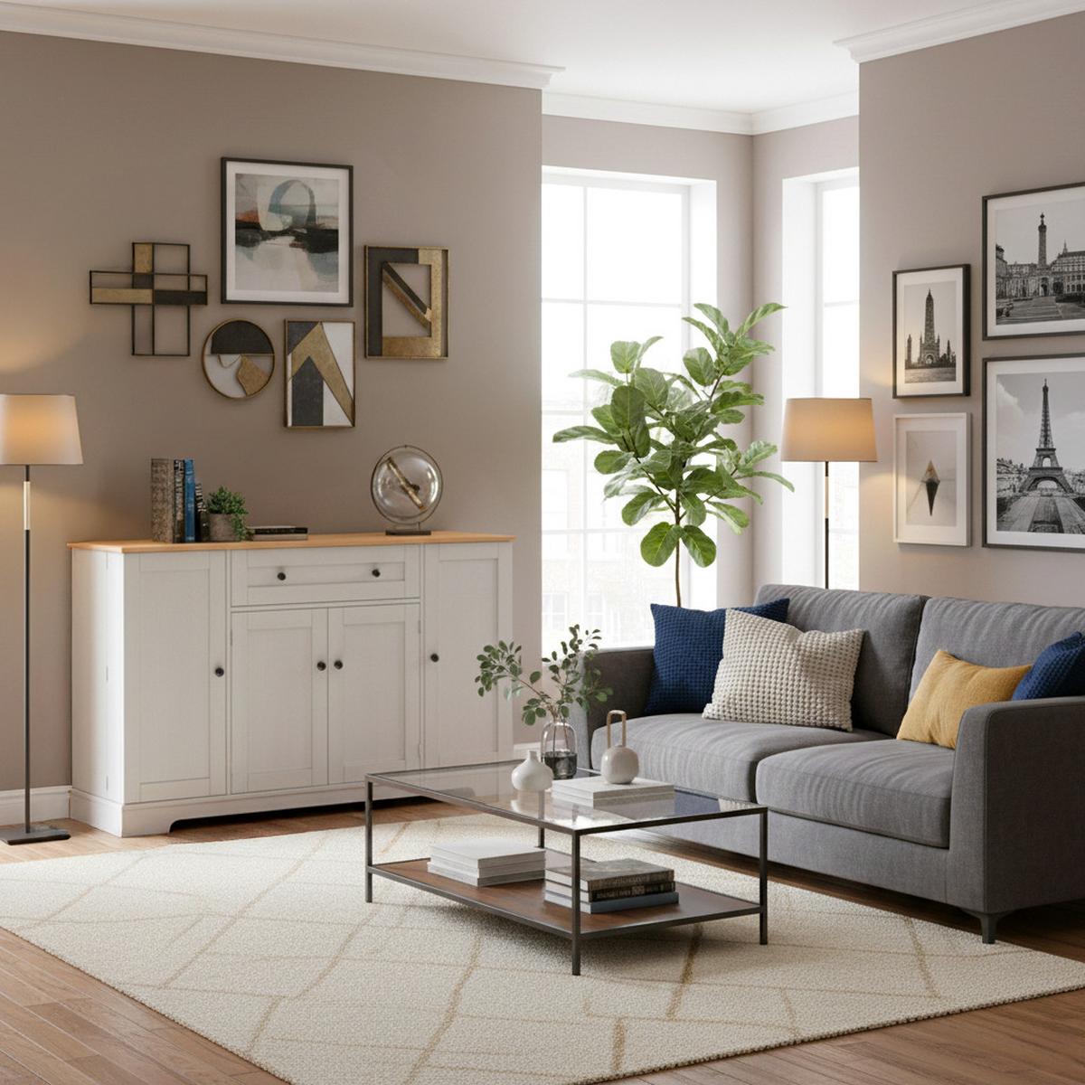 SIDEBOARD mit Schublade & Regaltüren, Natur/Weiß – Viel Stauraum, modernes Design - Weiß, Holzwerkstoff (138/85/40cm) - Urban Meuble