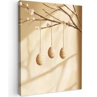 LEINWANDBILD Beige - Osterkuchen - Eier Wandbild Wohnzimmer 60x80 cm - Beige, Textil (60/80cm) - MuchoWow