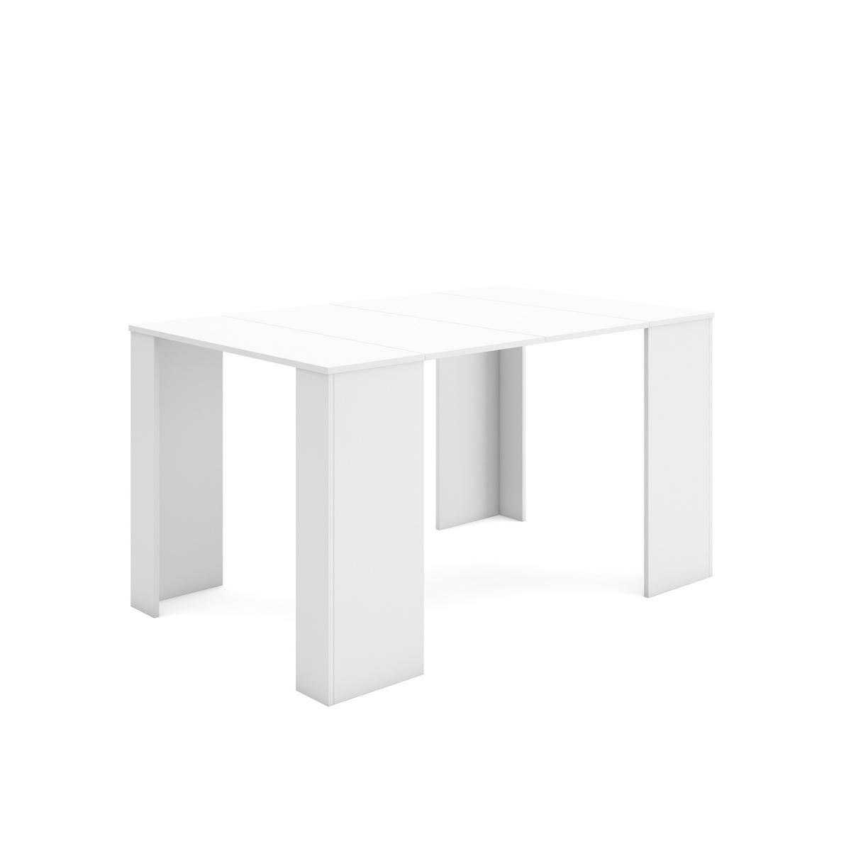 KONSOLENTISCH ausziehbar 58 bis 140cm, für 6 Gäste, weiß, 90/58/77cm - Weiß, Holzwerkstoff (90/140/77cm) - Skraut Home