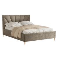 POLSTERBETT AINA 180x200 cm French Velvet 676, 34 Holzlatten, Kopfteil 104 cm - Beige, Textil (180/200cm) - Lookway