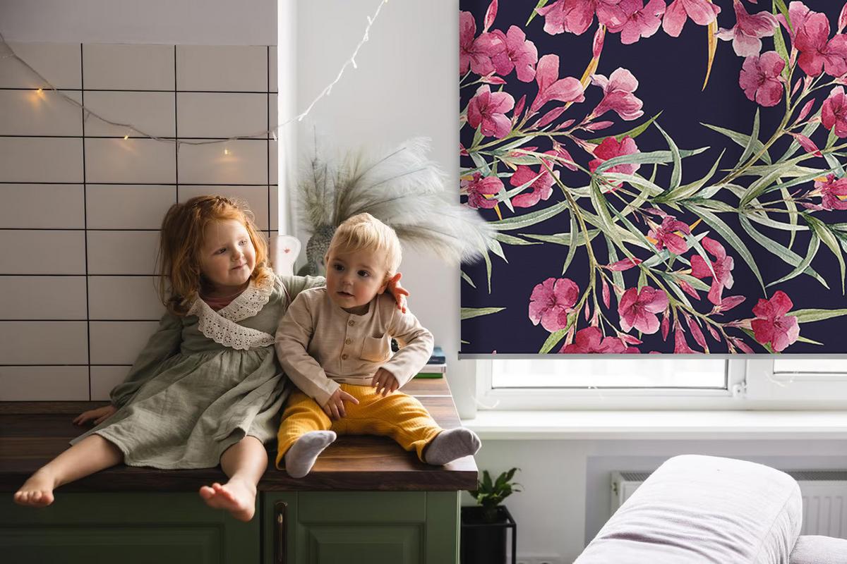 INNENROLLO - Fensterrollo - Rollo - 110x140 cm - Exotische Blume - Pink, Kunststoff (110/140/0.5cm) - TULUP