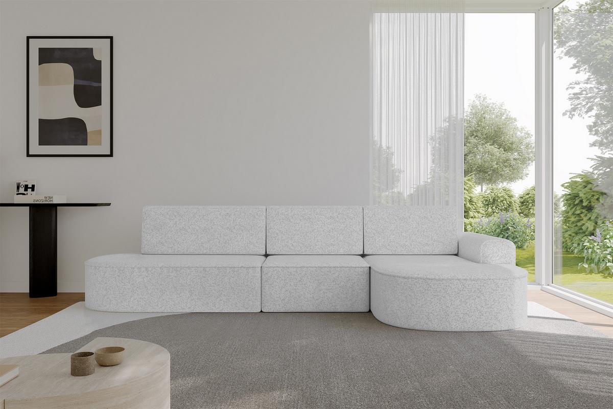 ECKSOFA mit Schlaffunktion Ottomane RECHTS MARI L2-S 368X167X85 Grau Velours - Taupe/Schwarz, Holzwerkstoff/Kunststoff (167/368cm) - ALTDECOR
