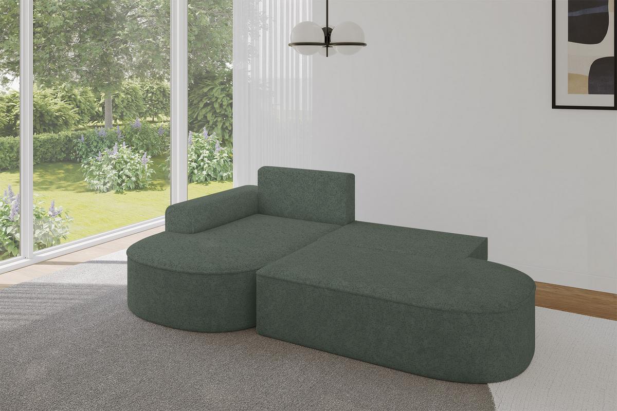 ECKSOFA mit Schlaffunktion und Bettkasten Ottomane Links MARI-L1-S - 283x167x73 cm Grün Tissu - Schwarz/Grün, Holzwerkstoff/Kunststoff (283/167cm) - ALTDECOR