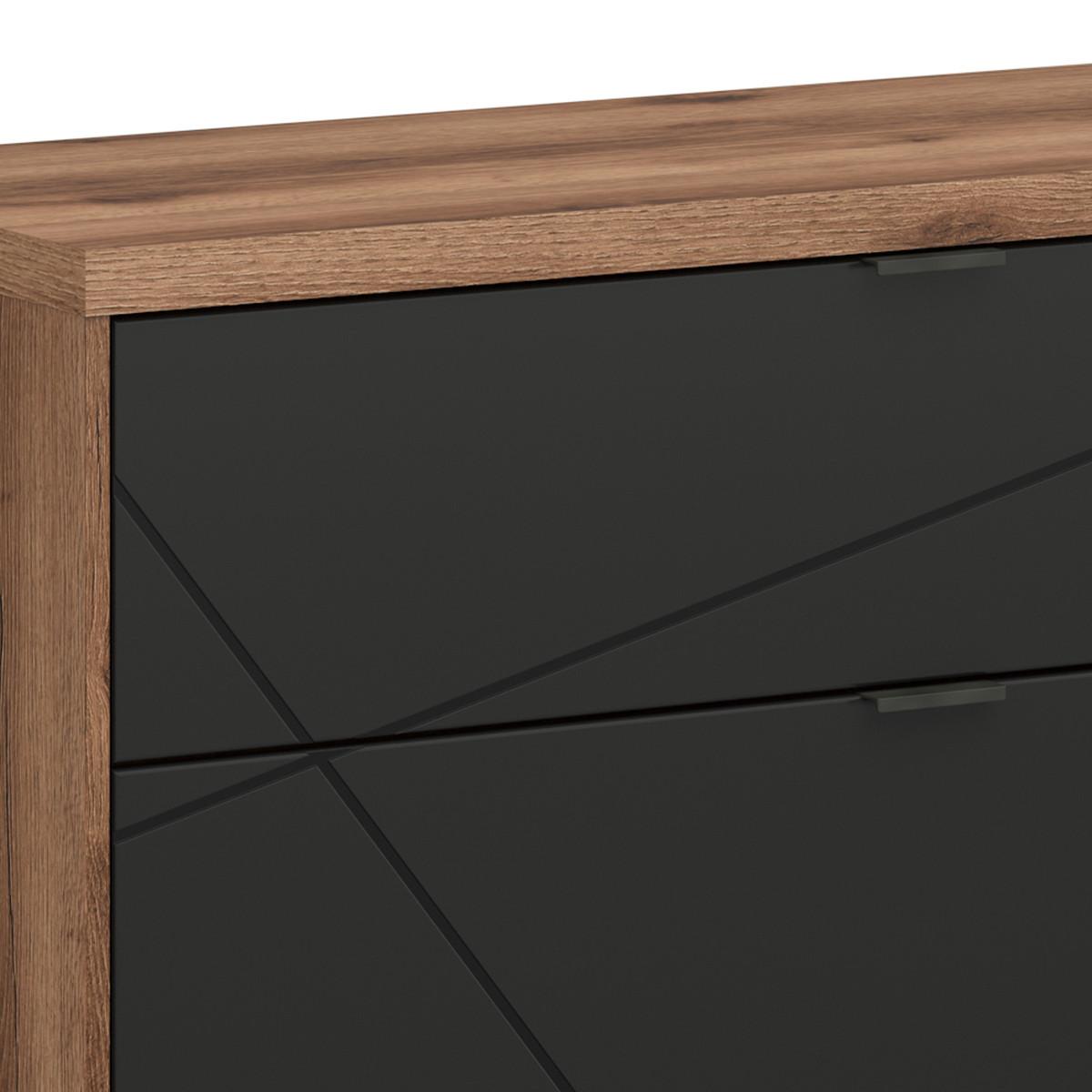 TV-MÖBEL Sven Schwarz und Holz - Schwarz, Holzwerkstoff (156/61/43cm) - Petits-meubles