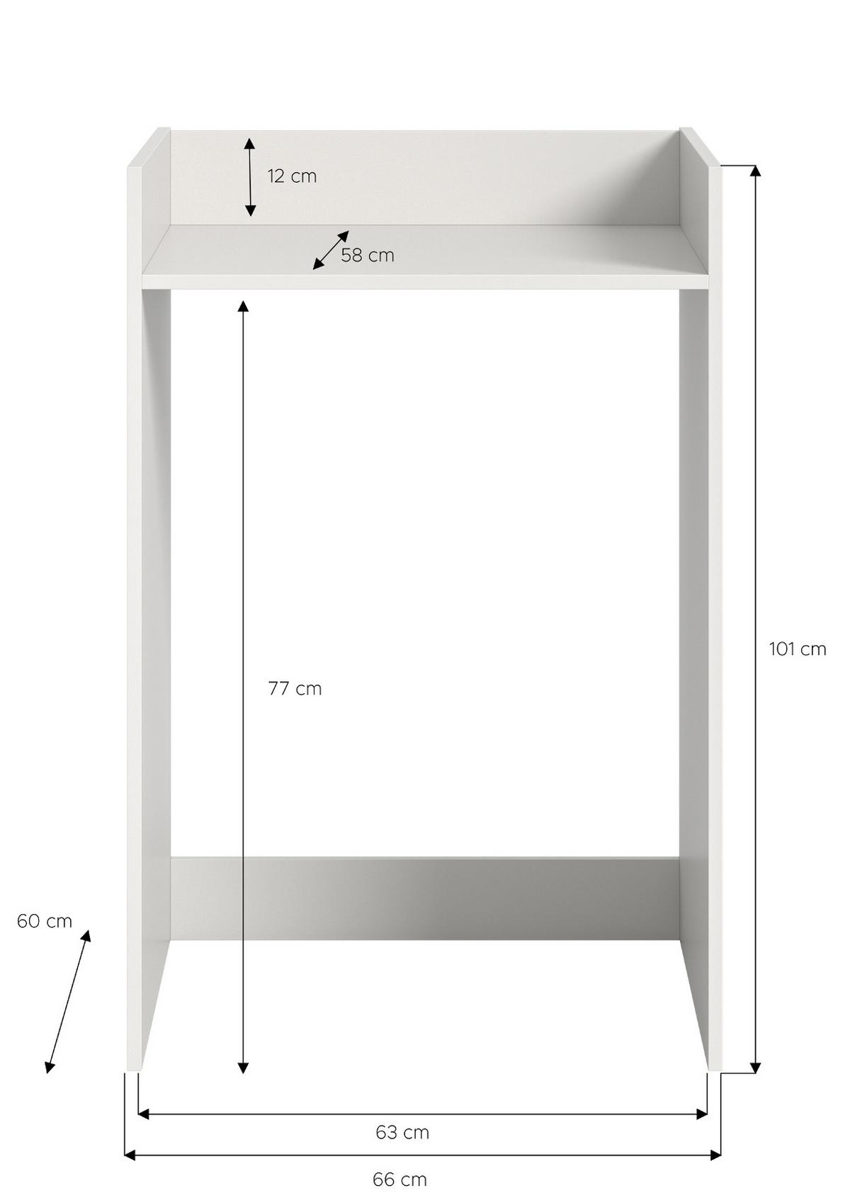 WASCHMASCHINENUMBAU weiß 66 x 101 cm, Überbauschrank mit Ablage - Weiß, Holzwerkstoff (60/101/60cm) - Inn.Furn