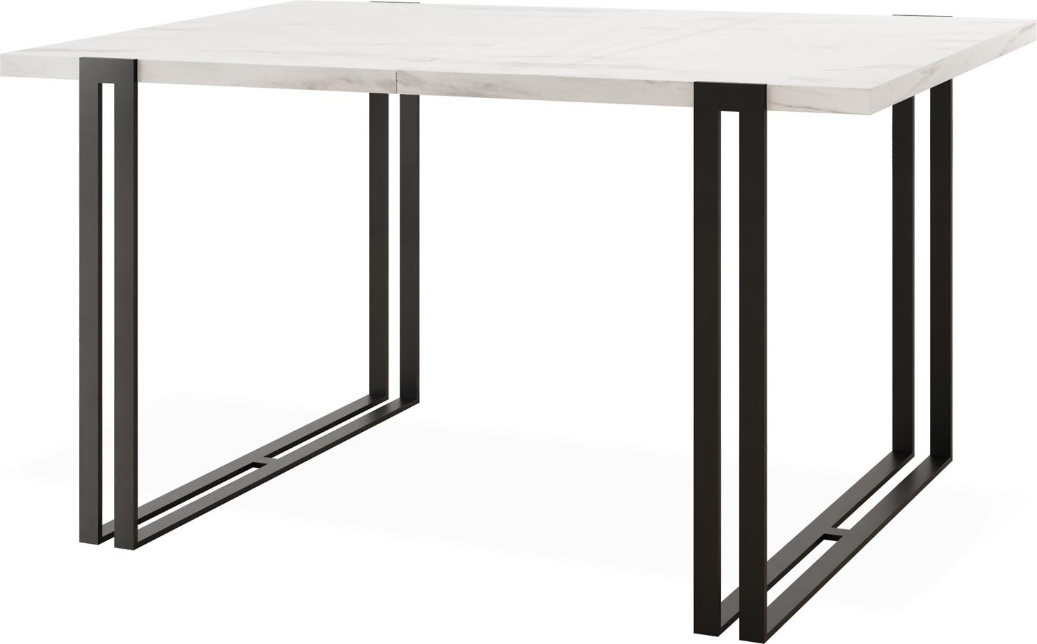 ESSTISCH Marco rechteckig ausziehbar, Marmor Weiß 140-240/80/76 cm - Ecru/Schwarz, Holzwerkstoff/Metall (80/240/76cm) - WFL GROUP