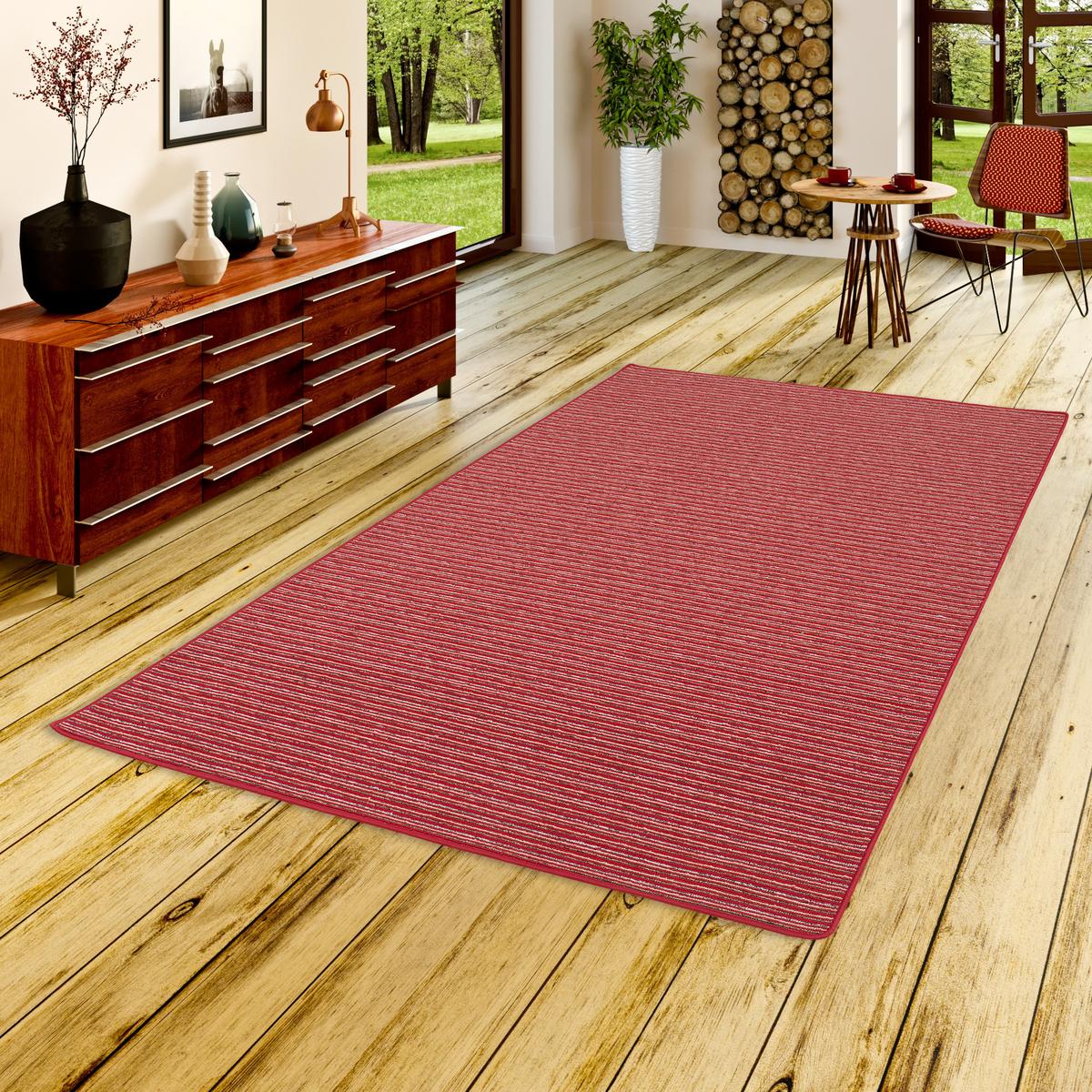 STREIFENBERBER TEPPICH MARTA - Rot, Textil (160/240cm) - Snapstyle