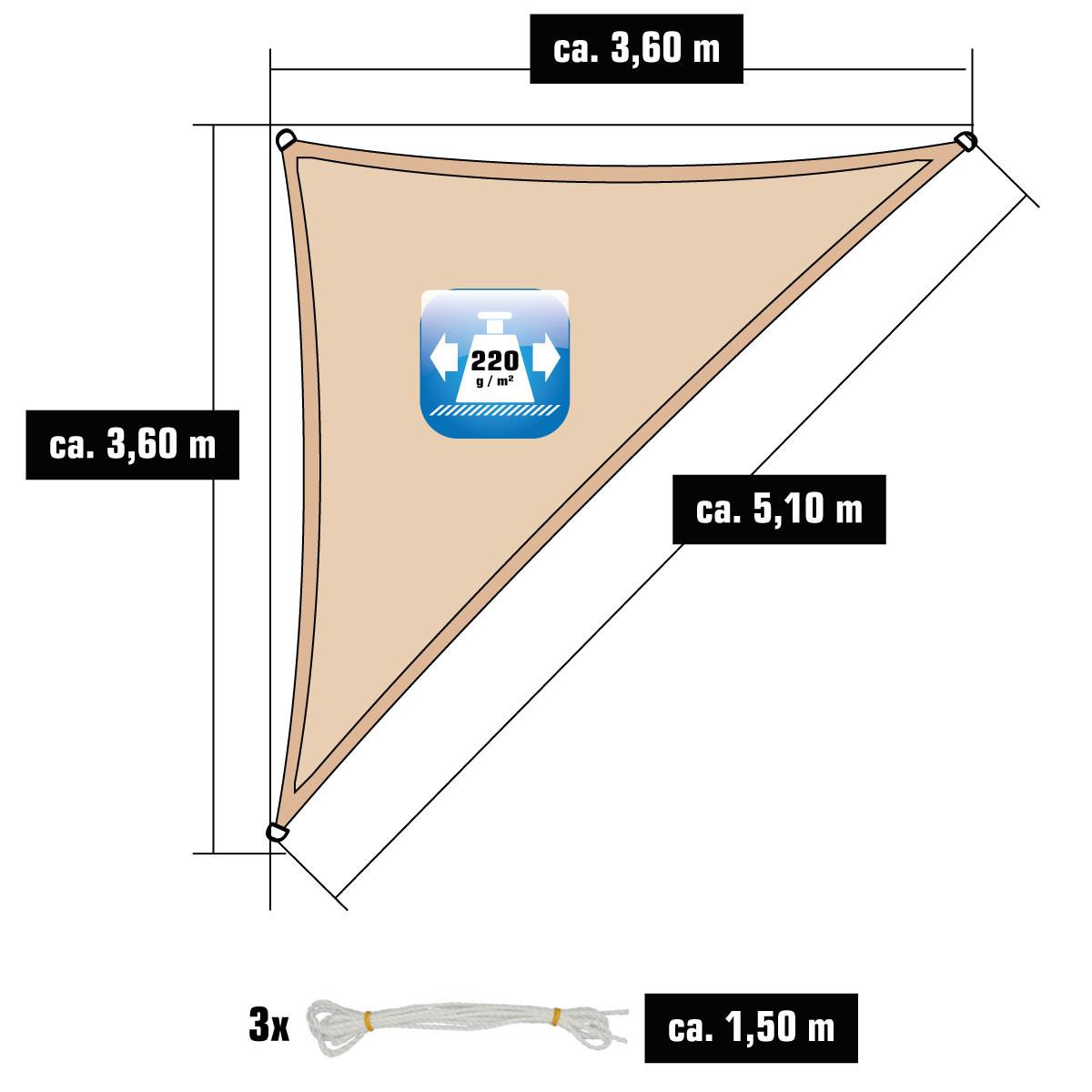 SONNENSEGEL Luftdurchlässig 510/360 cm Beige - Beige, Kunststoff (360/510cm) - Amanka