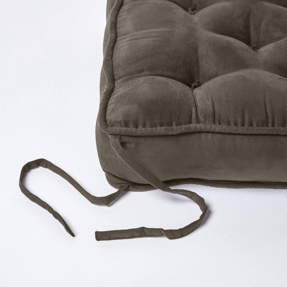 SITZKISSEN taupe-grau 40/40/10 cm – Stuhlkissen Velours - Taupe, Textil (40/40/10cm) - Homescapes