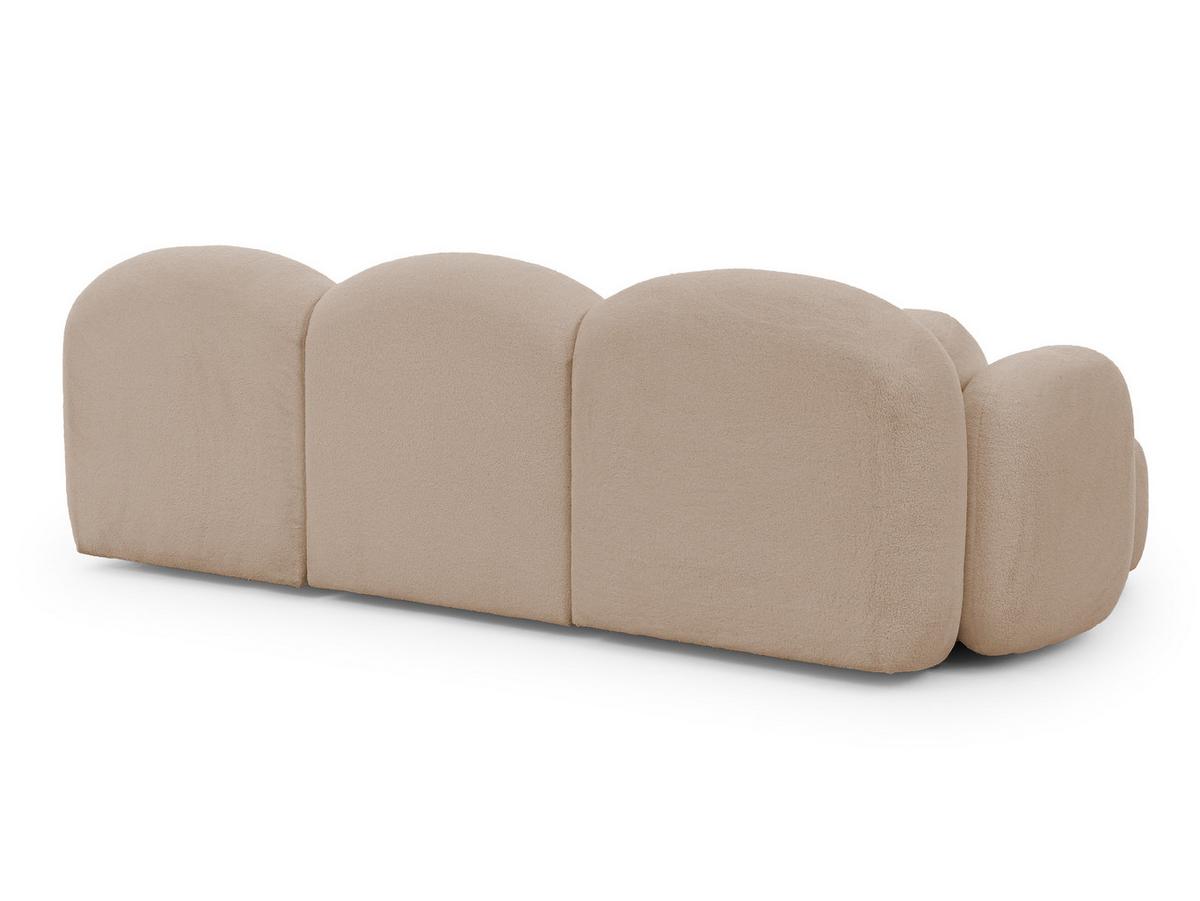 WOHNLANDSCHAFT Nuvola mit abgerundetem Design Hellbeige Bouclé-Stoff - Beige/Schwarz, Holz/Kunststoff (268/80/146cm) - S-Style Möbel