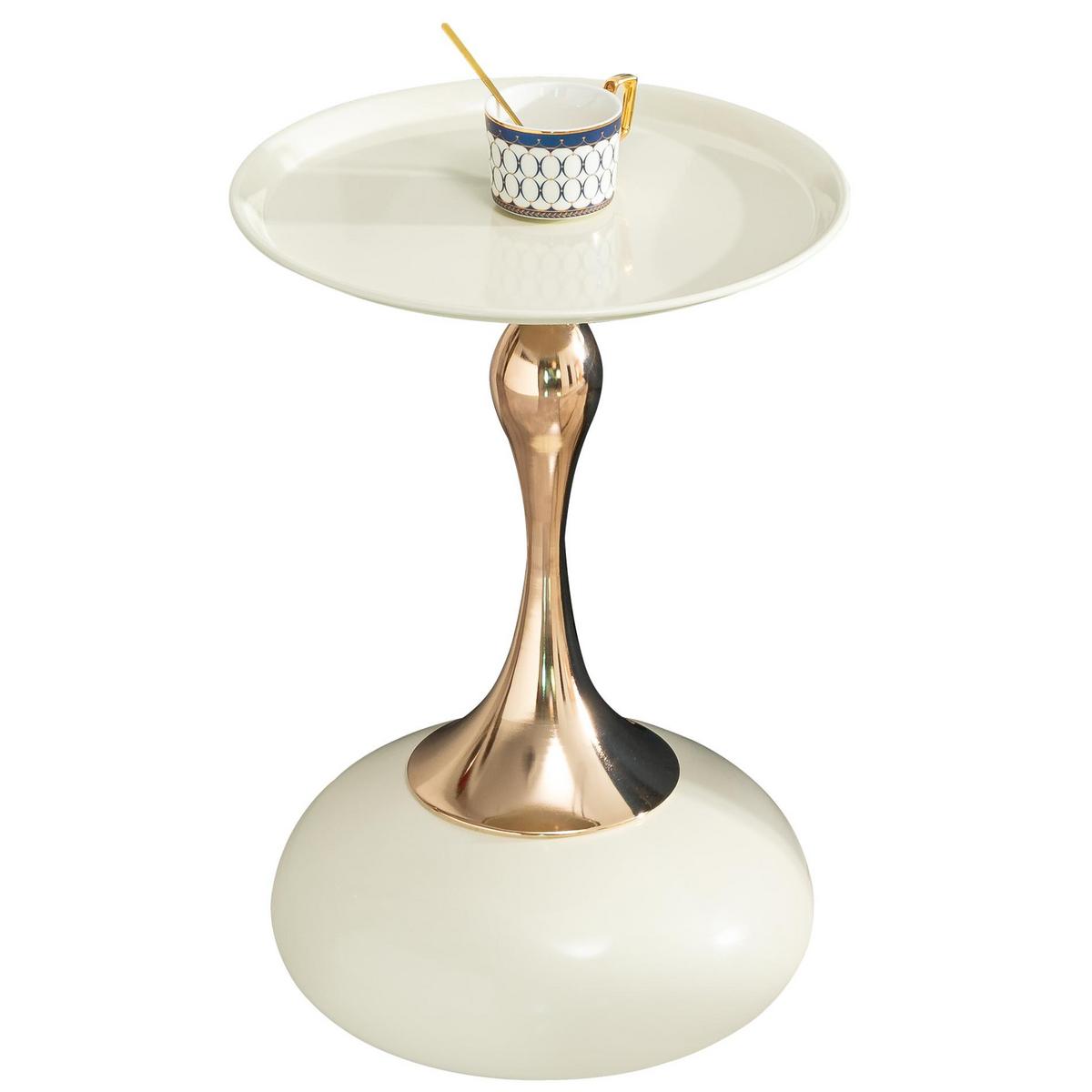 BEISTELLTISCH Ø 38 cm luxuriöses design - Weiß, Metall (38/38/54cm) - Urban Meuble