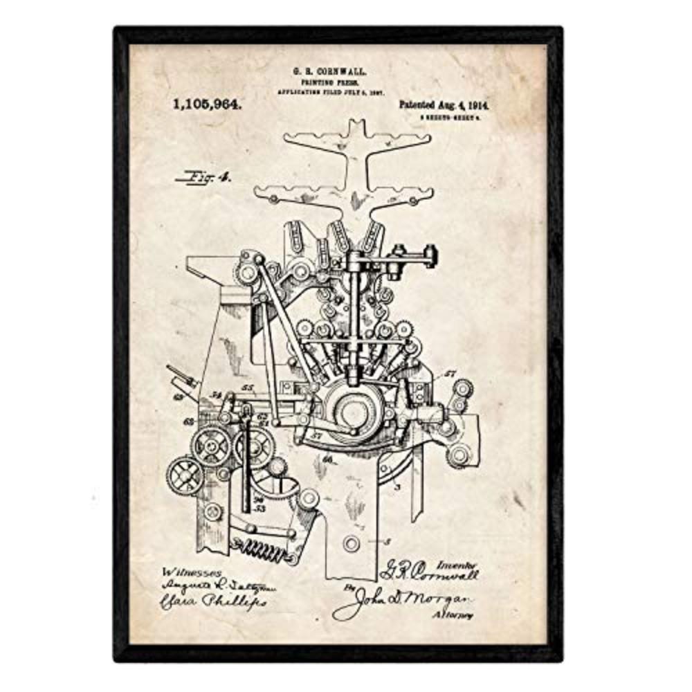 POSTER Druckmaschine 4 Patent A3 Rahmenlos - Klar, Papier (29.7/5/42cm) - Nacnic