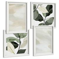 BILDER SET 4er Set - 50x50 cm & 40x60 cm Weißer Rahmen - Leuchtende, abstrakte Boho-Farben - Weiß, Kunststoff (50/50cm) - TULUP