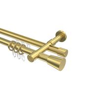 GARDINENSTANGE RUNDROHR-INNENLAUF Prestige Sitra 540 cm (geteilt in 3 x 180 cm), 2-läufig, 20 mm Ø Messing-Optik - Messingfarben, Metall (540cm) - INTERDECO